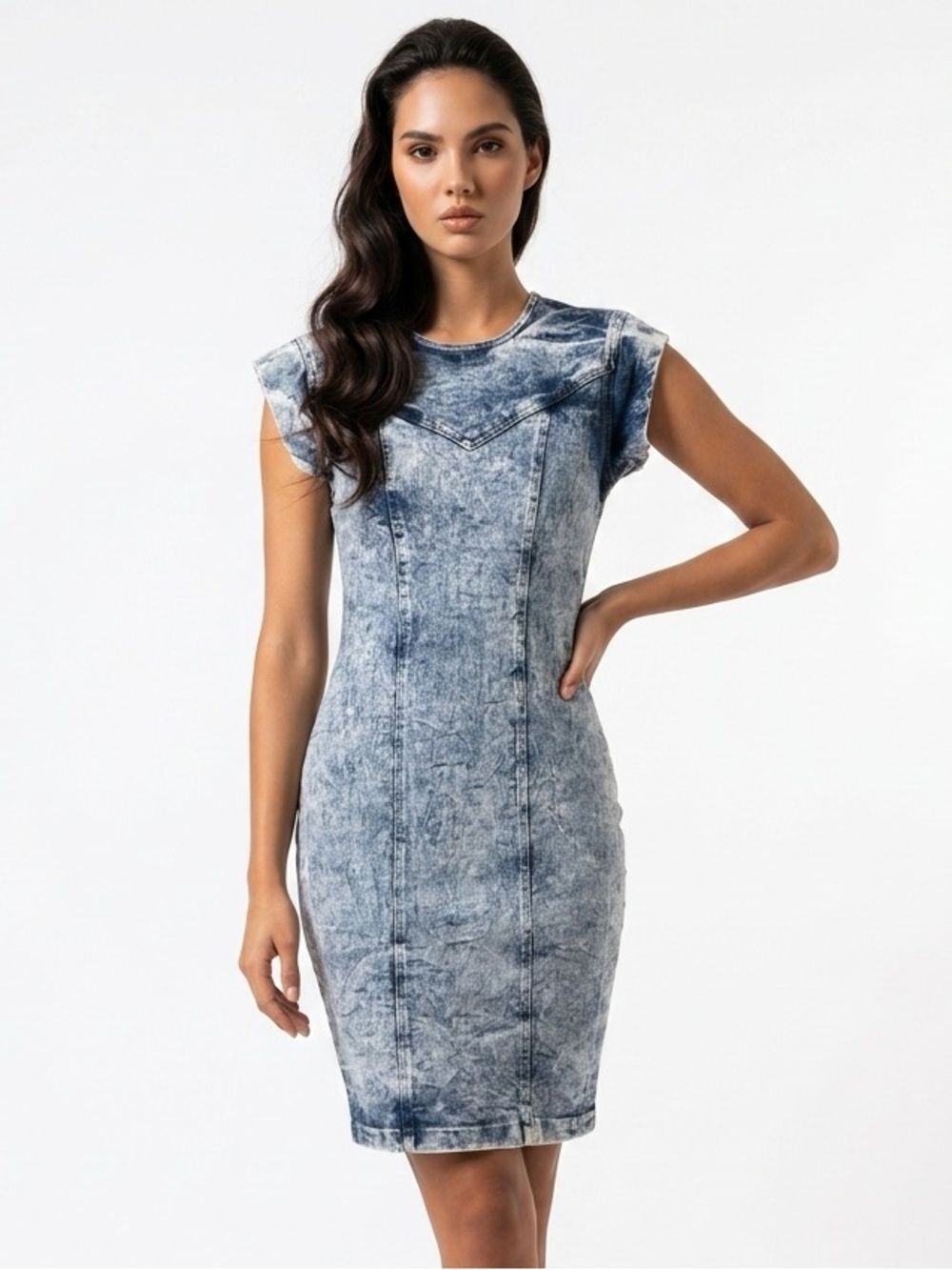 TALE-LORD | VINTAGE Bodycon Stretch Denim Dress Back Cutout Women’s Size 4/5